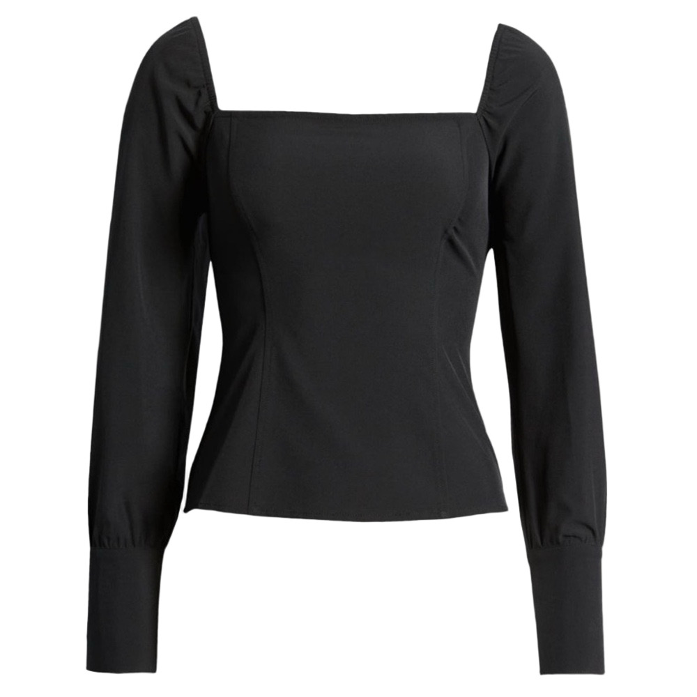 Treasure & Bond Women’s Black Square Neck Long Sleeve Top Blouse - Sz Med, NWT
